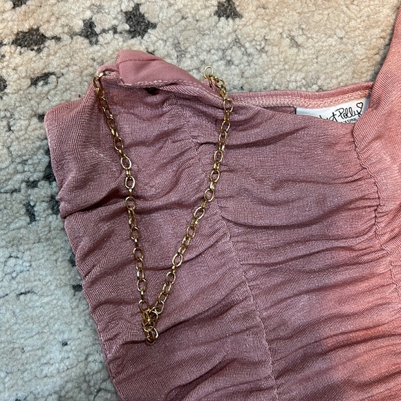 Bodysuit pink with gold chain straps - Picture 2 of 4